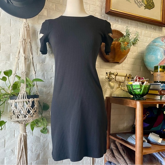 Helmut Lang Ribbed Cutout Mini Dress in Black Size Small - Picture 5 of 15